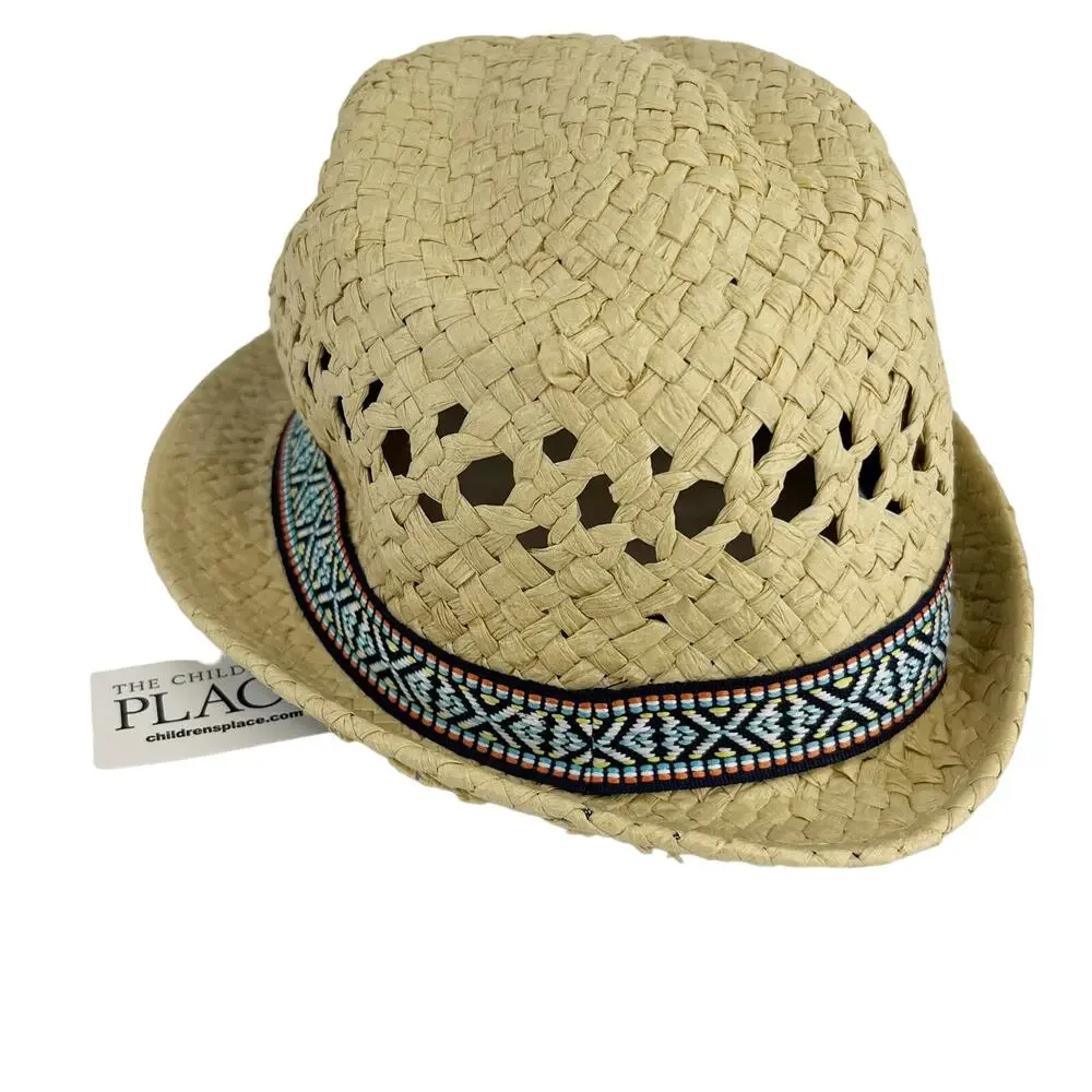 Childrens Place Boys Hat L/XL 8+ Paper Straw Natural New